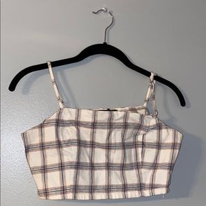 cropped grid print shirt